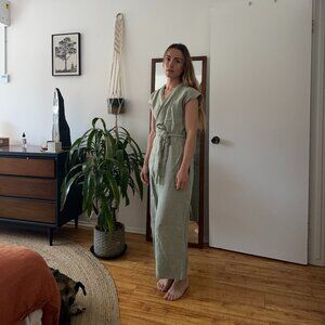 Lightweight Light Green Linen Jumpsuit